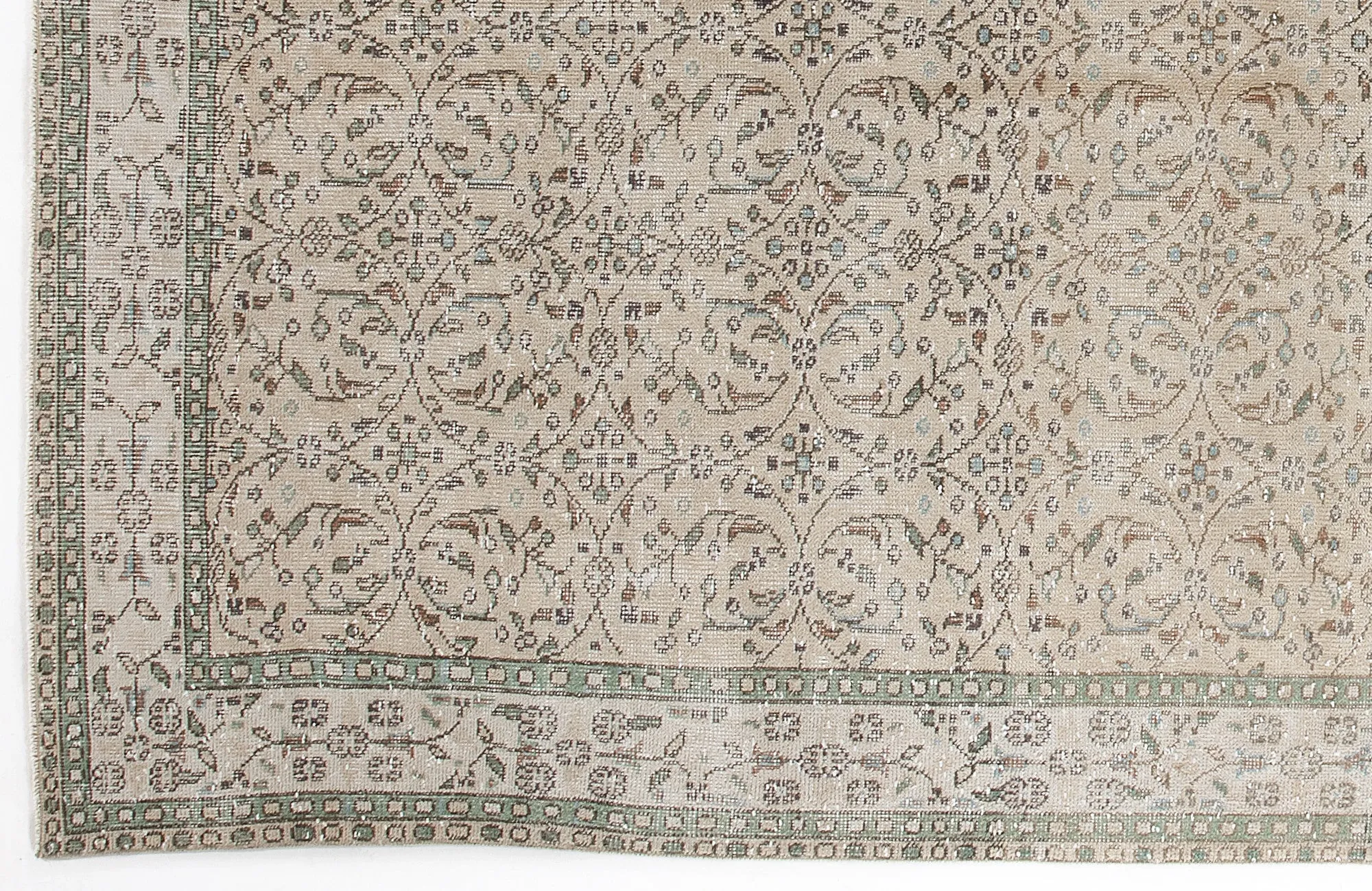 Beige Over Dyed Rug  | Retro Design Rug | Bleached Rug | Naturel Vintage Rug | Wool Rug  |  6'0'' x 9'10'' ft 184 x 300 cm
