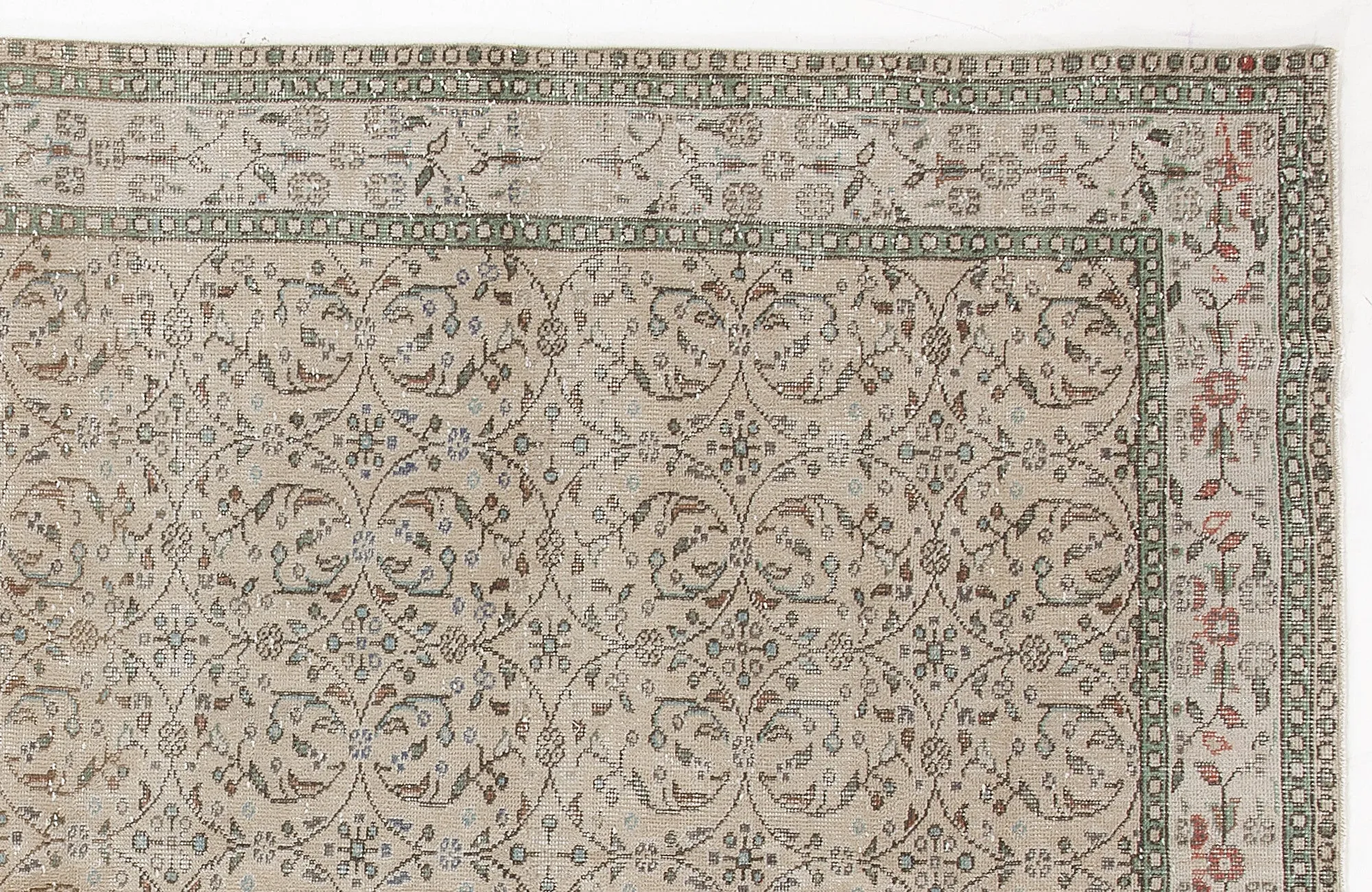 Beige Over Dyed Rug  | Retro Design Rug | Bleached Rug | Naturel Vintage Rug | Wool Rug  |  6'0'' x 9'10'' ft 184 x 300 cm
