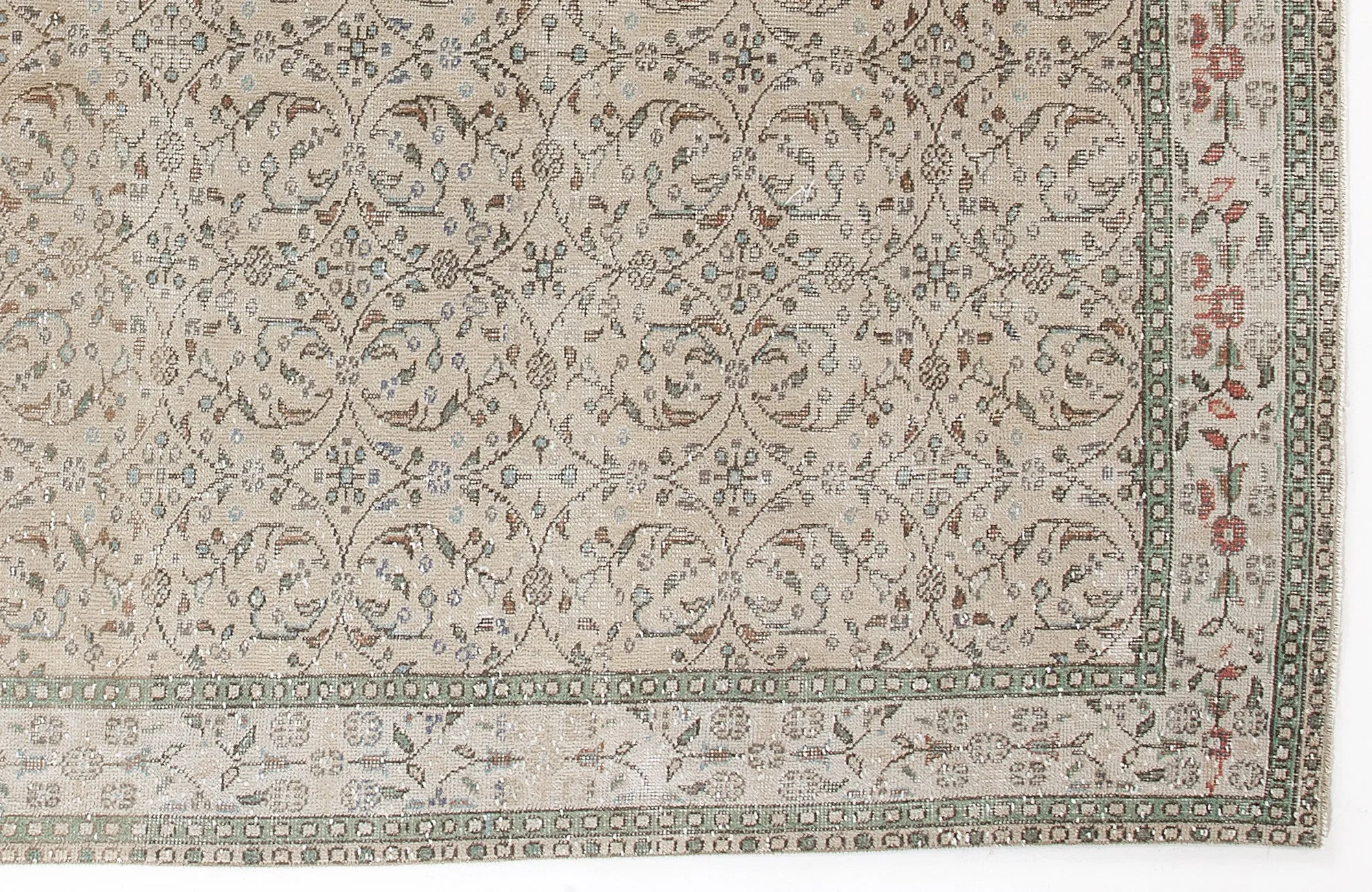Beige Over Dyed Rug  | Retro Design Rug | Bleached Rug | Naturel Vintage Rug | Wool Rug  |  6'0'' x 9'10'' ft 184 x 300 cm