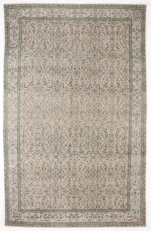 Beige Over Dyed Rug  | Retro Design Rug | Bleached Rug | Naturel Vintage Rug | Wool Rug  |  6'0'' x 9'10'' ft 184 x 300 cm