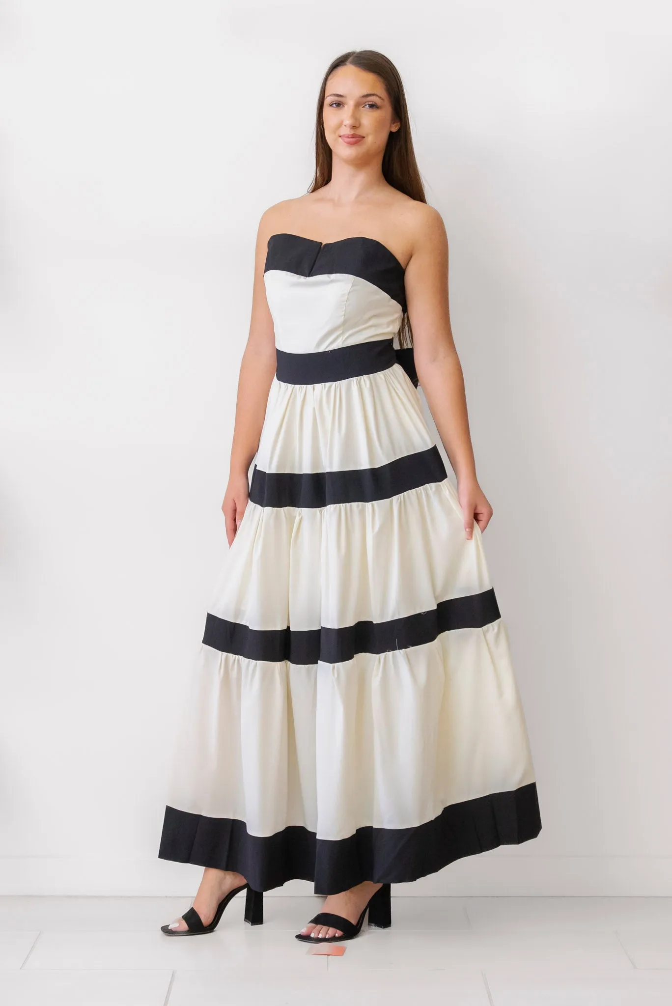 BEULAH Strapless Striped Dress