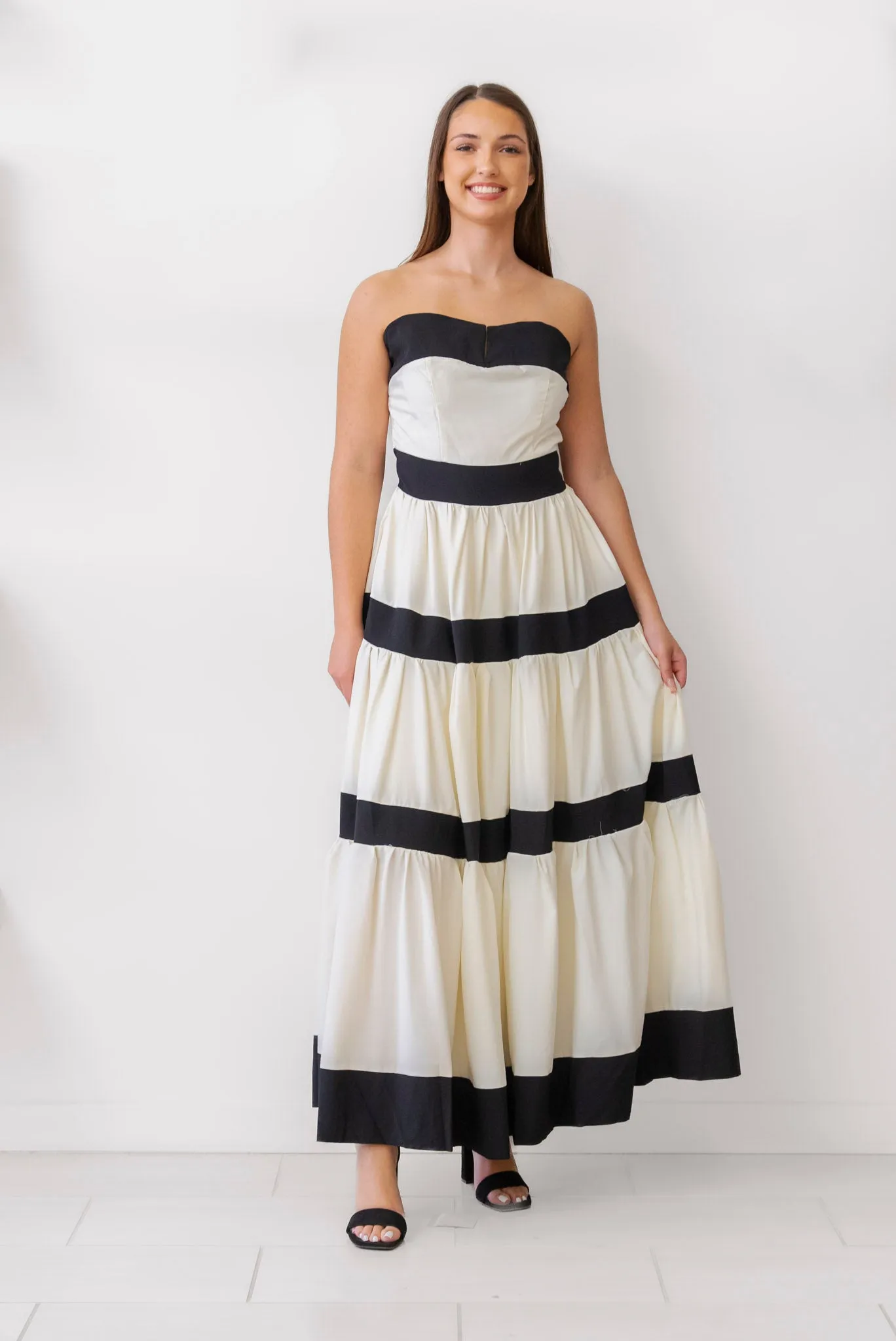 BEULAH Strapless Striped Dress