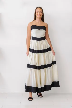 BEULAH Strapless Striped Dress