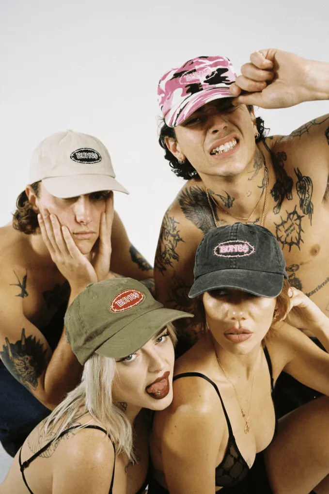 BILLY BONES CLUB BONES BARB DAD CAP - WASHED BLACK/PINK