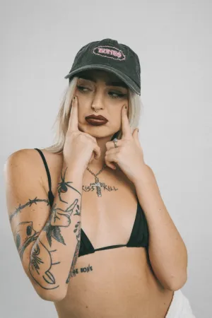 BILLY BONES CLUB BONES BARB DAD CAP - WASHED BLACK/PINK