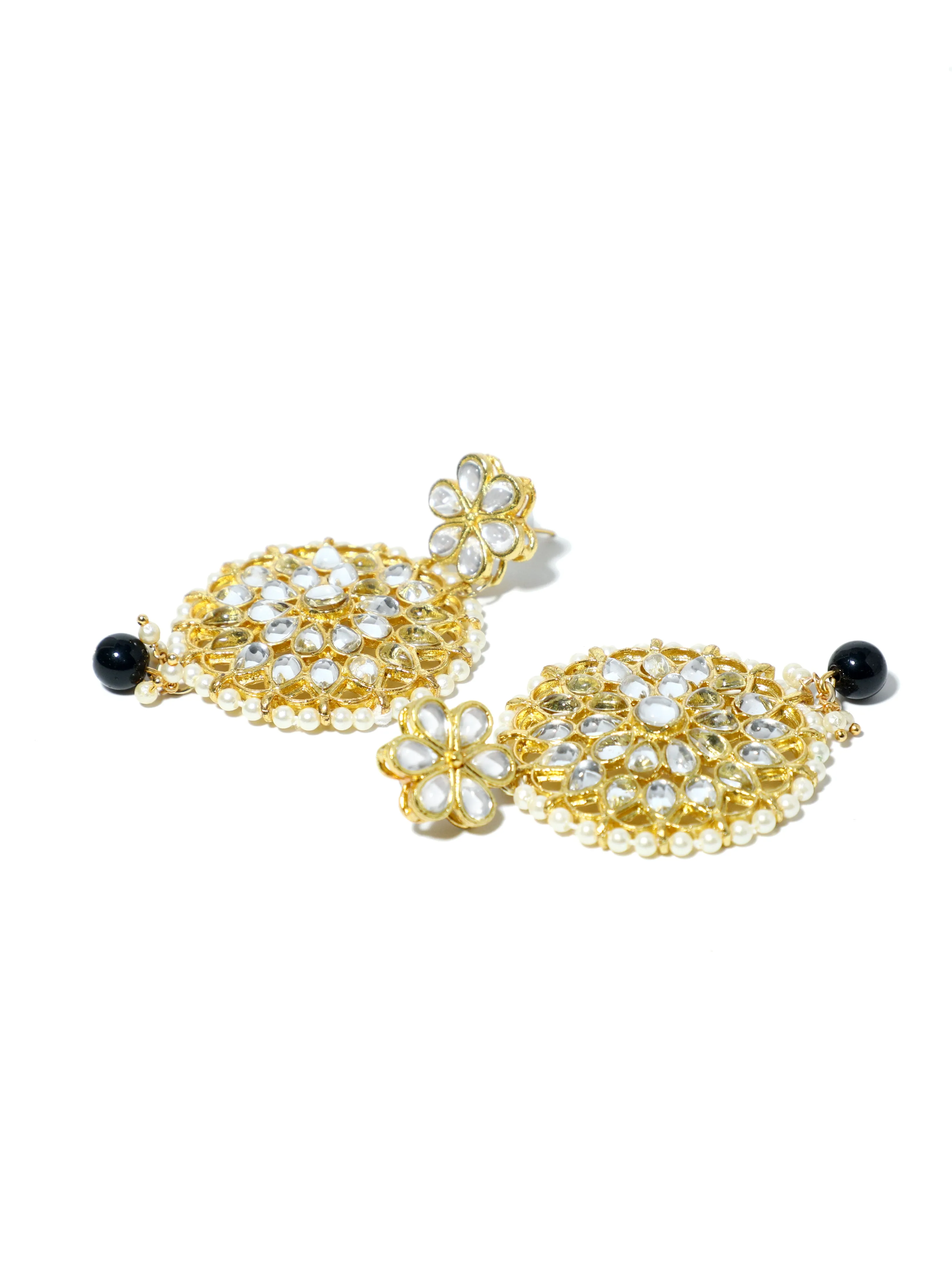 Black Beads Studded Kundan Choker Necklace Set