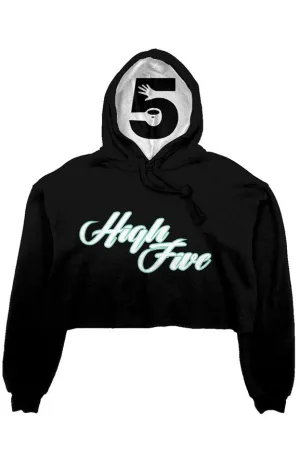Black Crop Hoodie with Sewn-In Hood Liner (OG Logo Print) | Graphic Tee, Streetwear