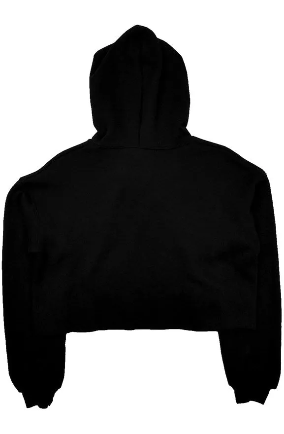 Black Crop Hoodie with Sewn-In Hood Liner (OG Logo Print) | Graphic Tee, Streetwear