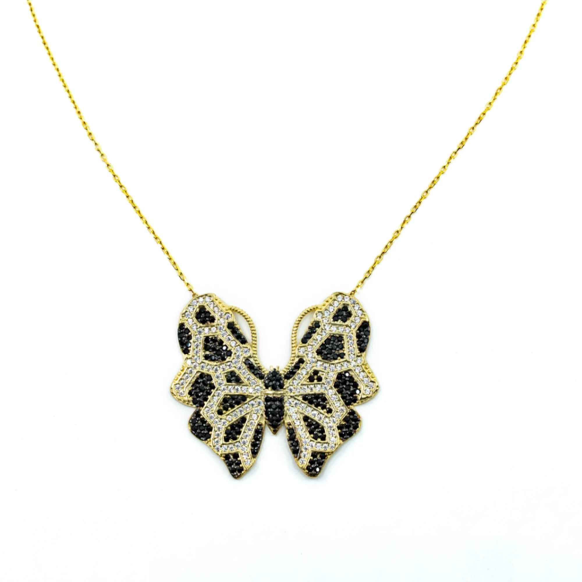 Black Diamond Butterfly Necklace