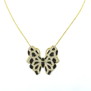Black Diamond Butterfly Necklace