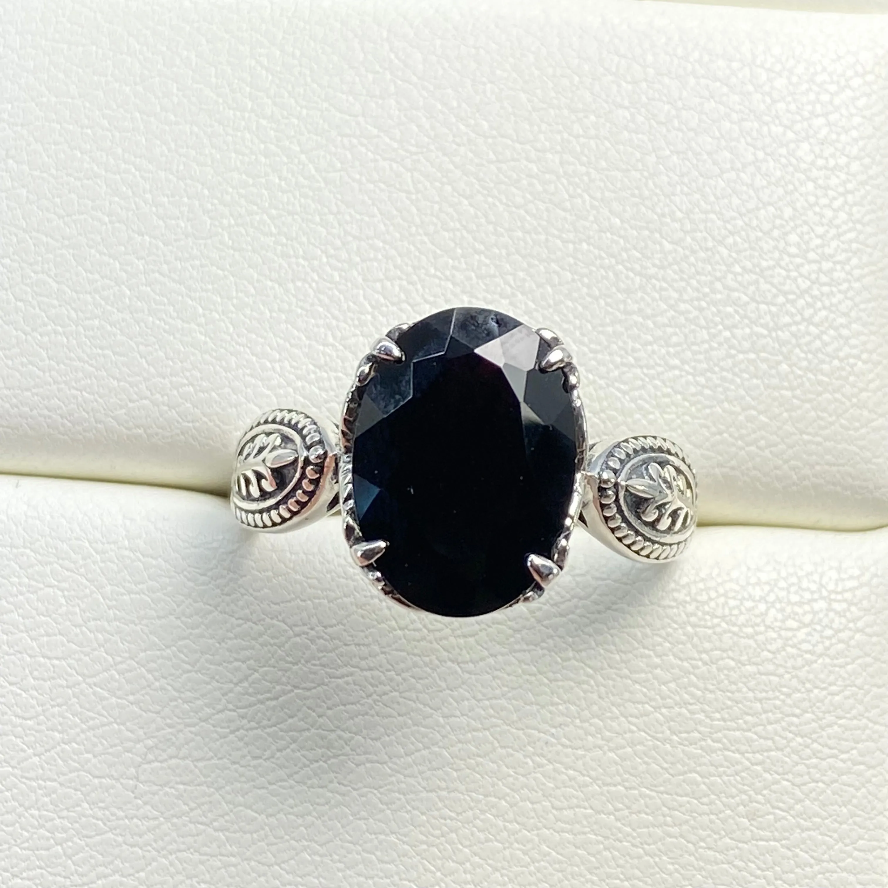 Black Onyx Ring, Size 7.5, CZ Gem, Dragon Gothic Jewelry #D133 - Ready to Ship