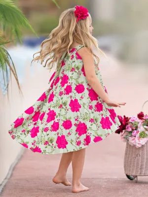Blooming Garden Pleated Hi-Lo Dress