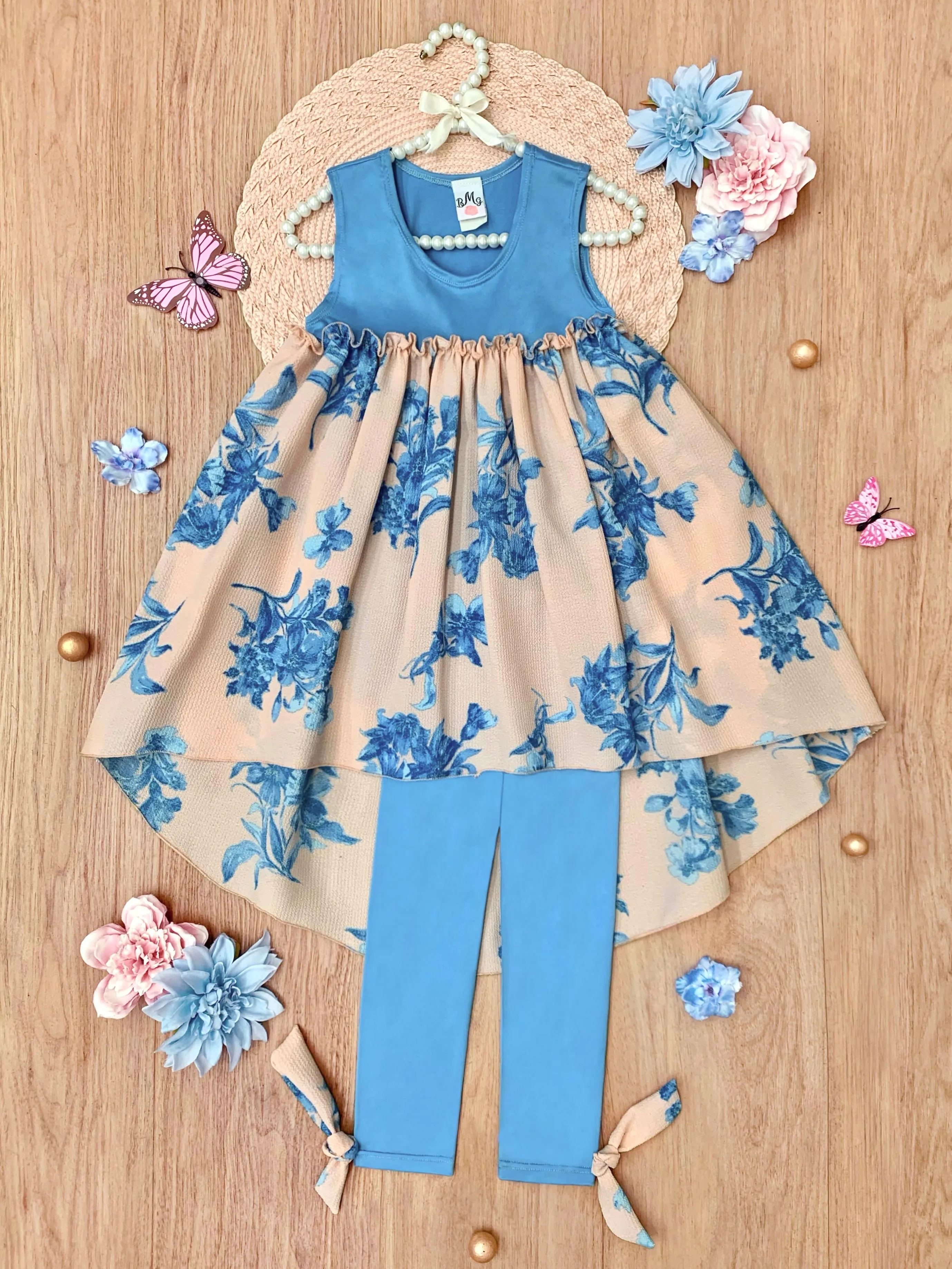 Blue Blossom Hi-Lo Tunic and Legging Set