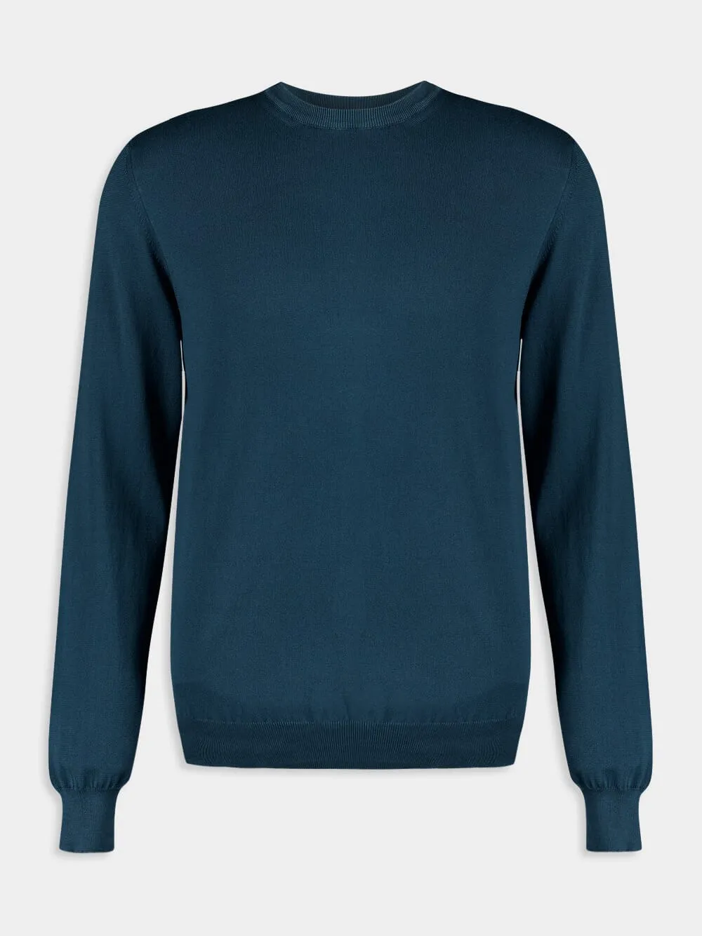 Blue Cotton Crew Neck Sweatshirt