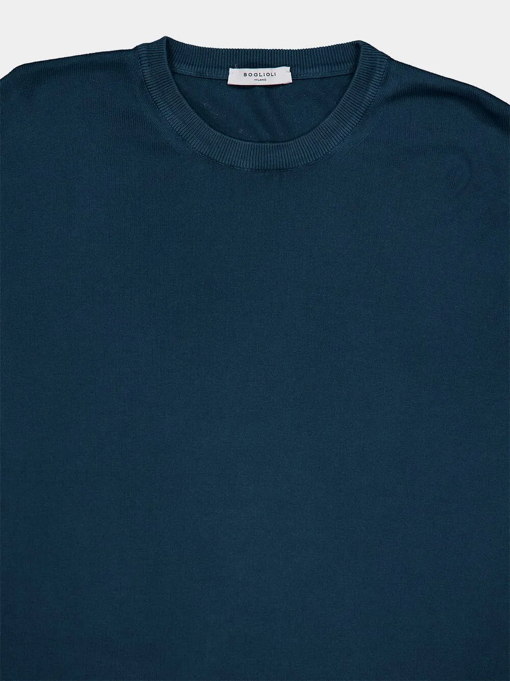 Blue Cotton Crew Neck Sweatshirt