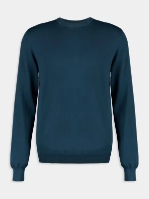 Blue Cotton Crew Neck Sweatshirt