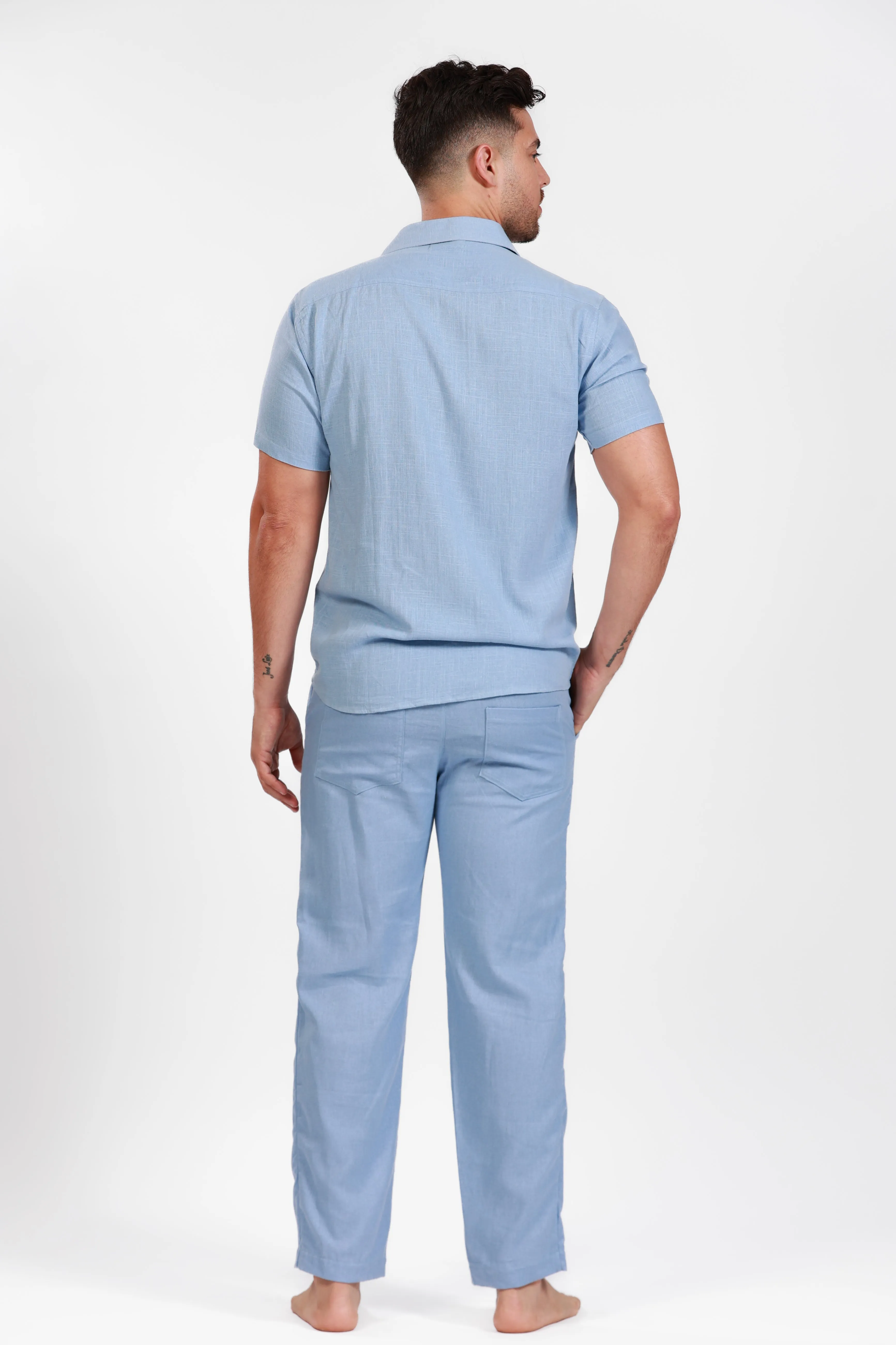 BLUE LINEN JOGGERS