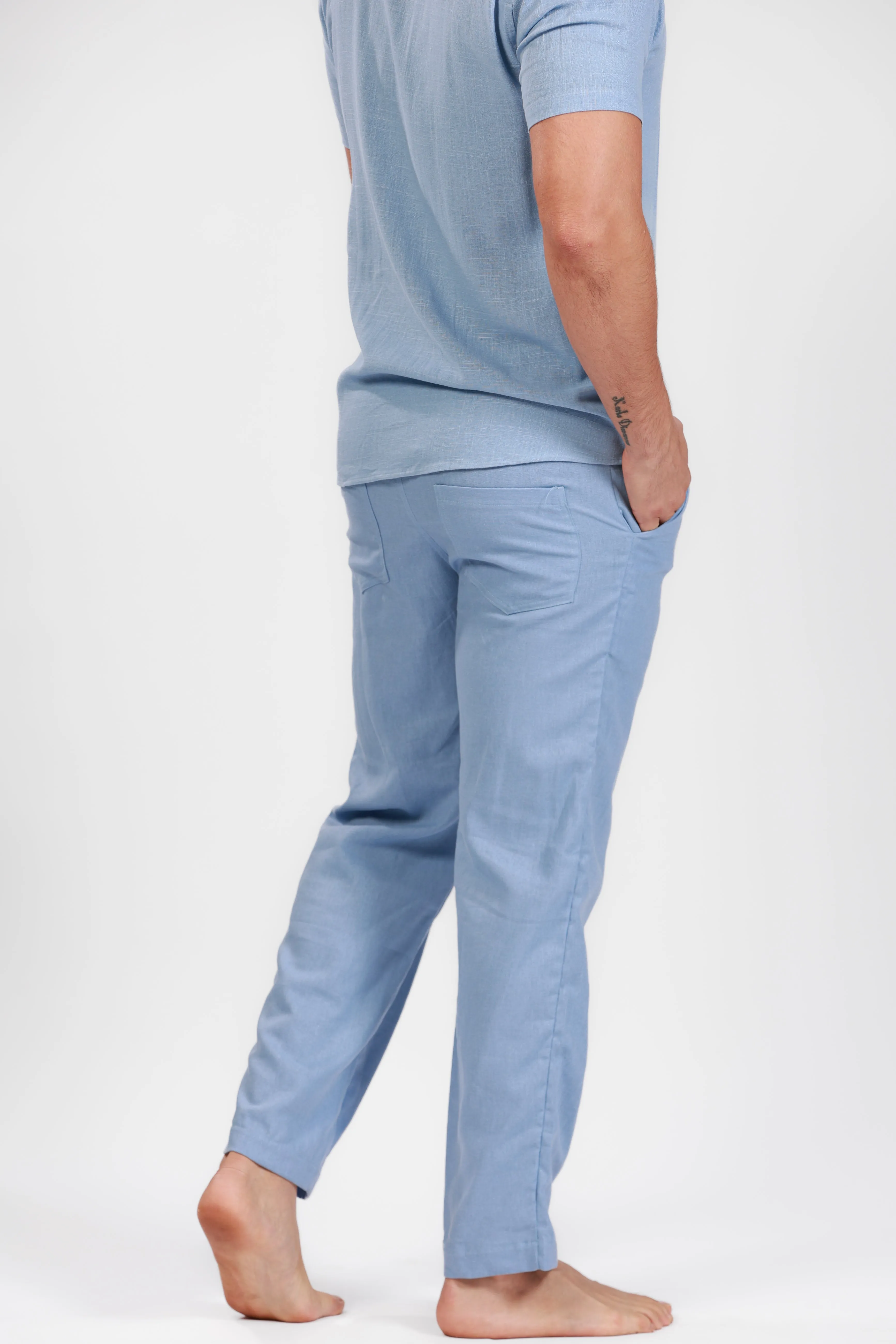 BLUE LINEN JOGGERS
