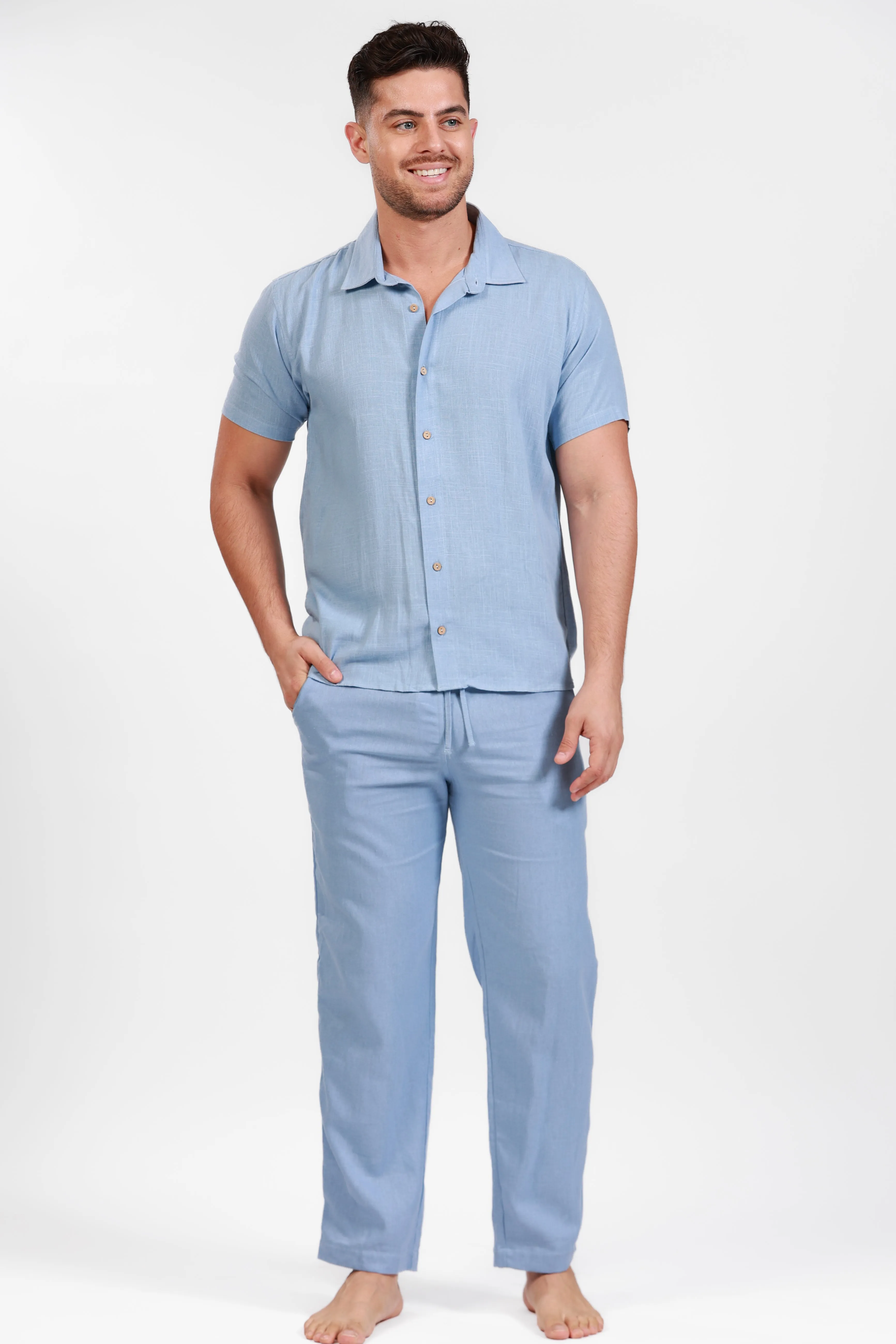 BLUE LINEN JOGGERS