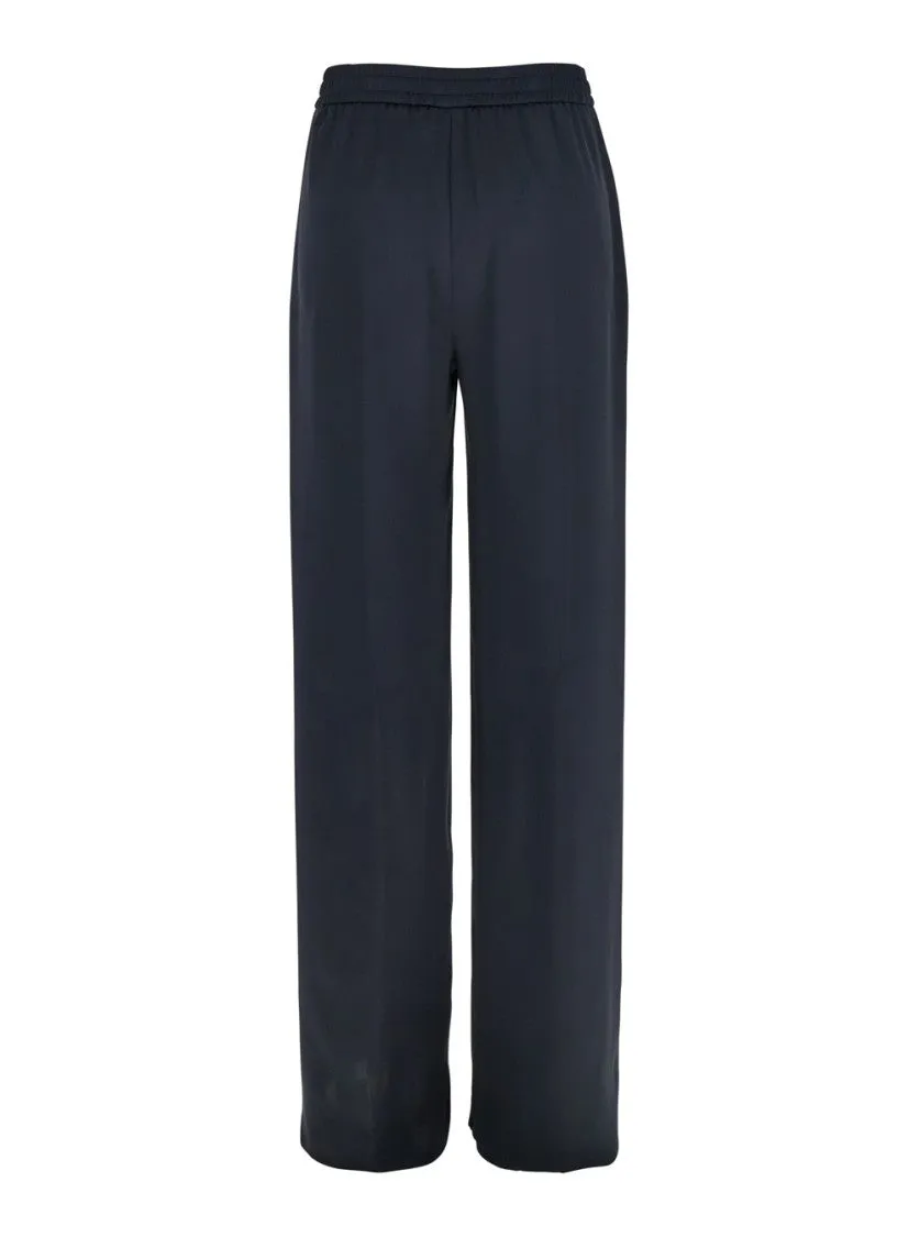 Blue Pants With Elastic Drawstring Waist