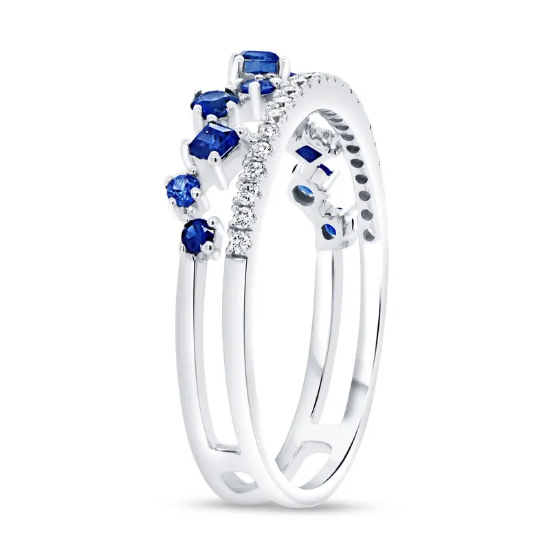 Blue Sapphire and Diamond Fashion Ring