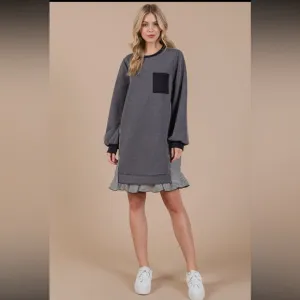 Boho Striped Patchwork Oversized Sweatshirt Dress
