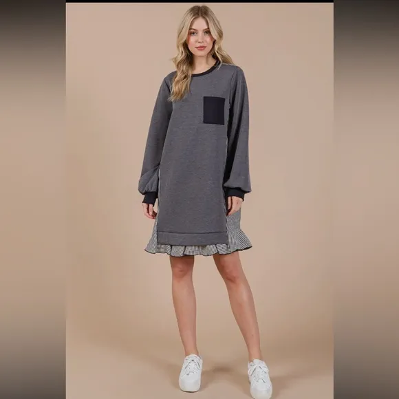 Boho Striped Patchwork Oversized Sweatshirt Dress