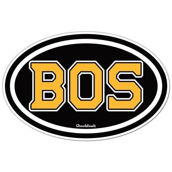 BOS Boston Black And Gold Oval Sticker