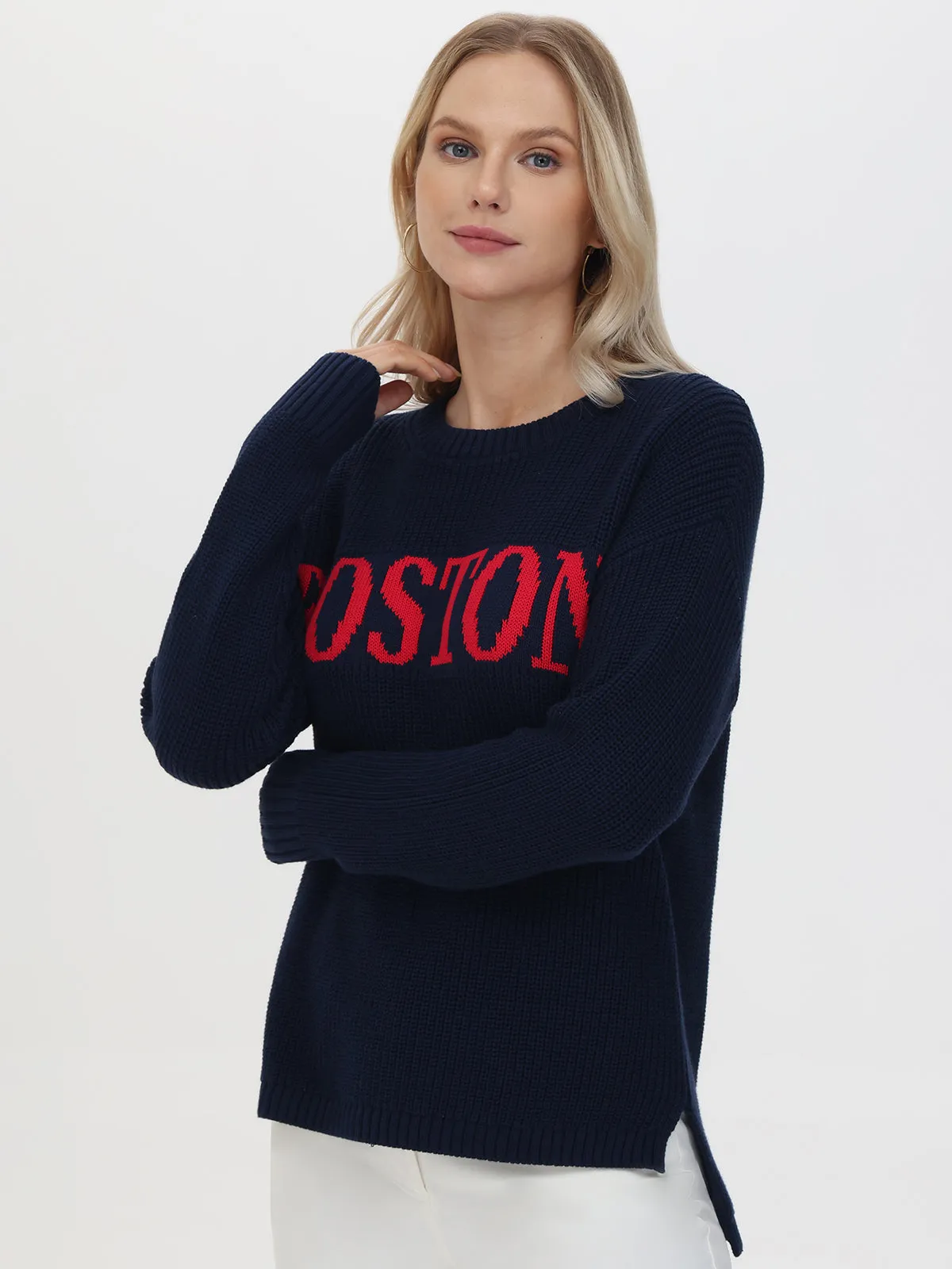 Boston: Crewneck Shaker Stitch Sweater