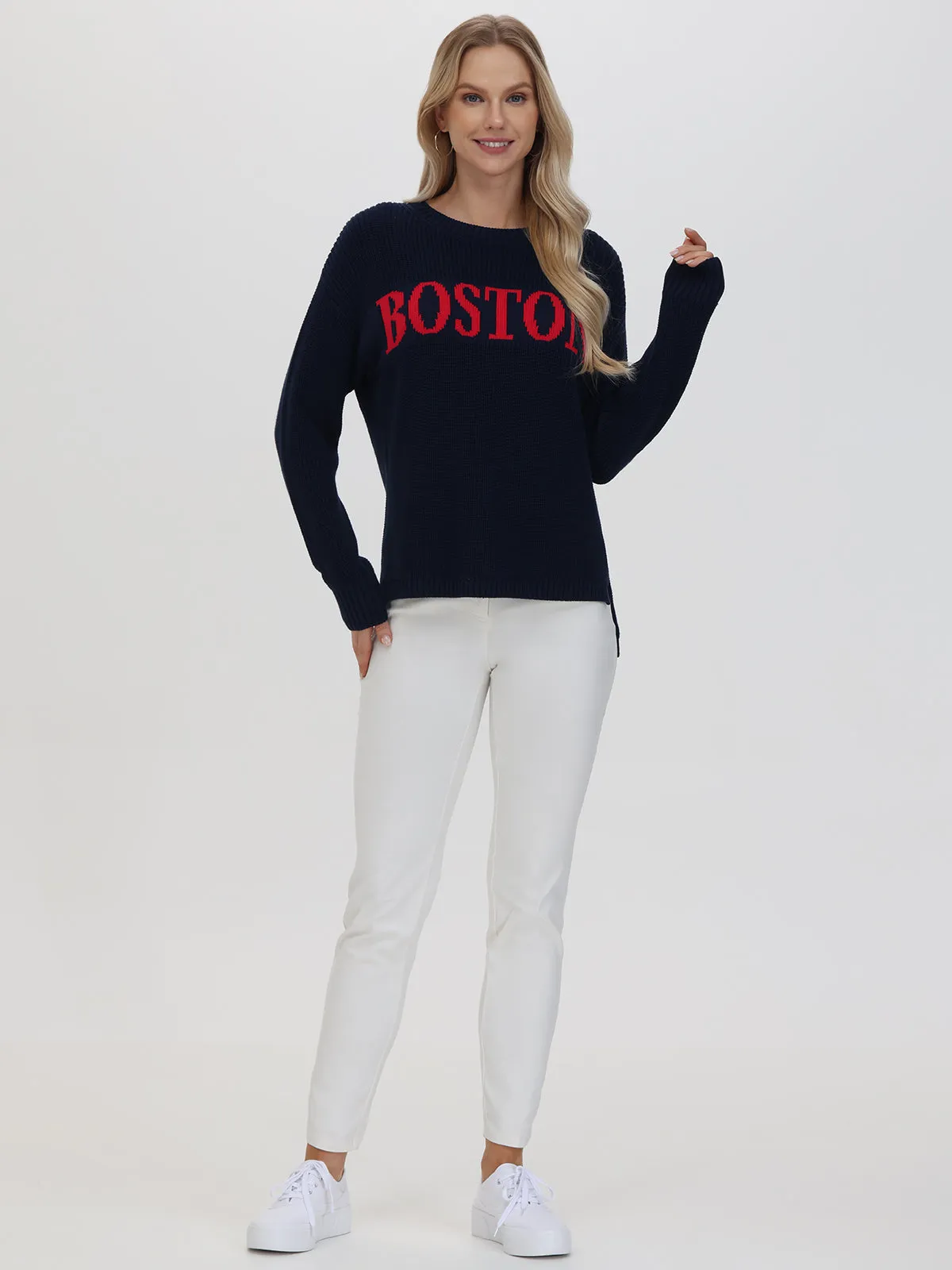Boston: Crewneck Shaker Stitch Sweater