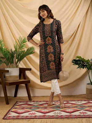 Bottle Green Kurta - Women Muslin Comfort Fit Kurta - Zola