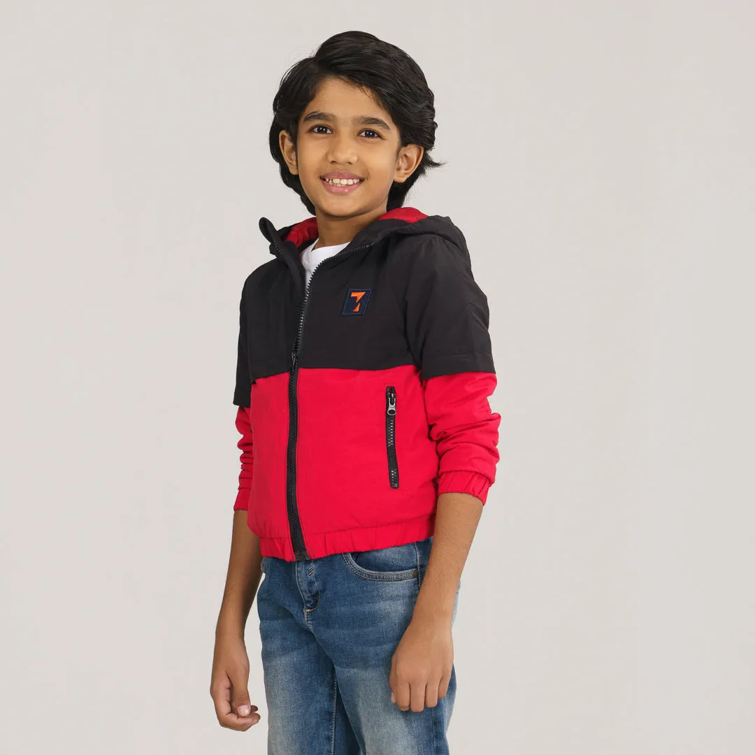 Boys Maroon Black Windbreaker