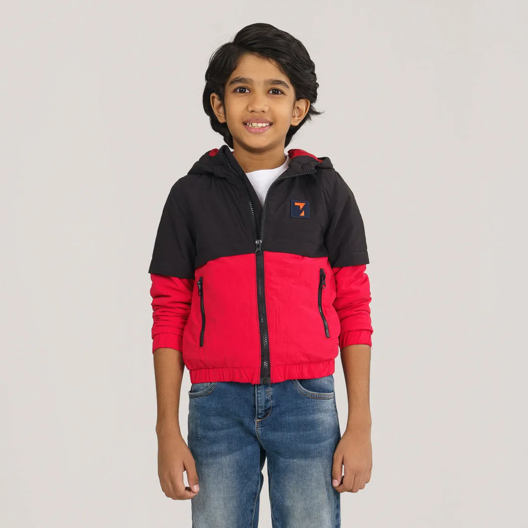 Boys Maroon Black Windbreaker