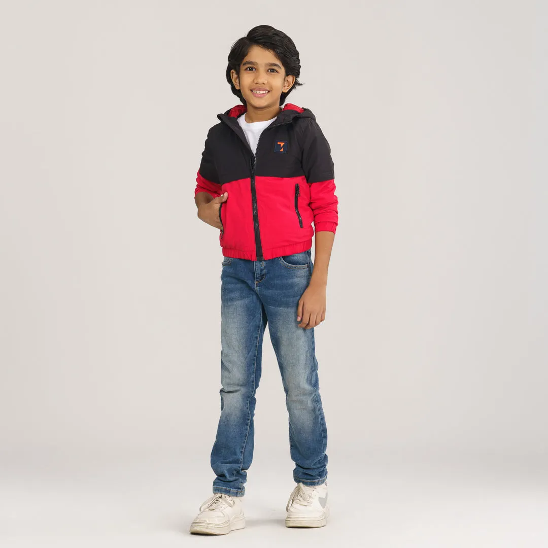 Boys Maroon Black Windbreaker