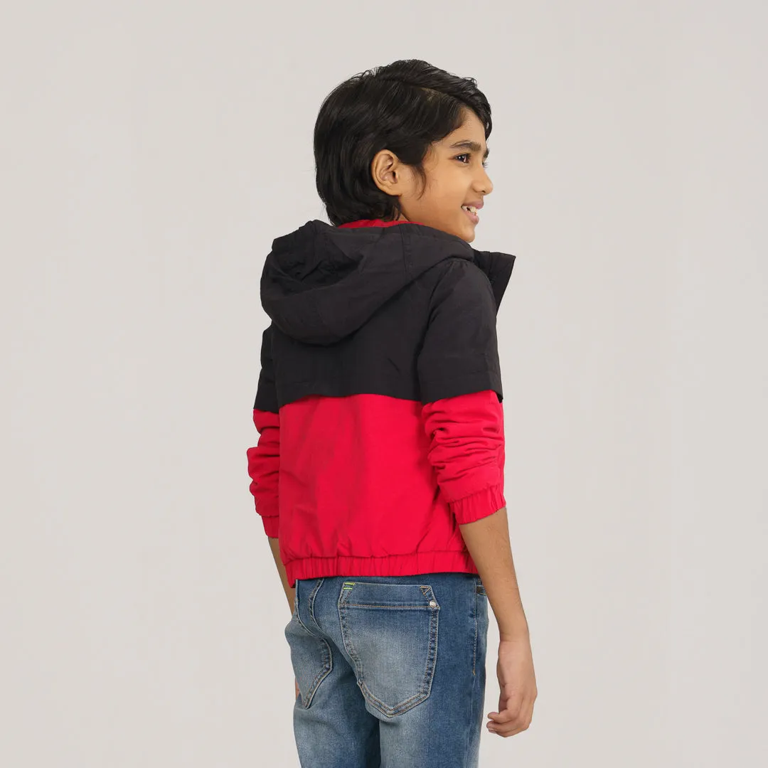 Boys Maroon Black Windbreaker