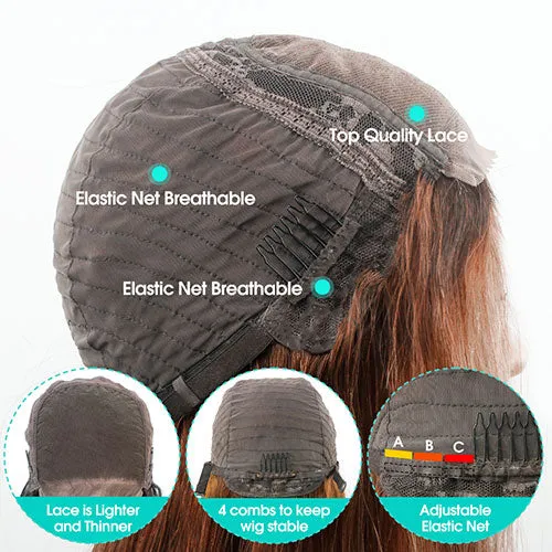 Brown Highlight on Black 4x4 5x5 6x6 Glueless Lace Closure Wigs Ashimary Body Wave Virgin Hair