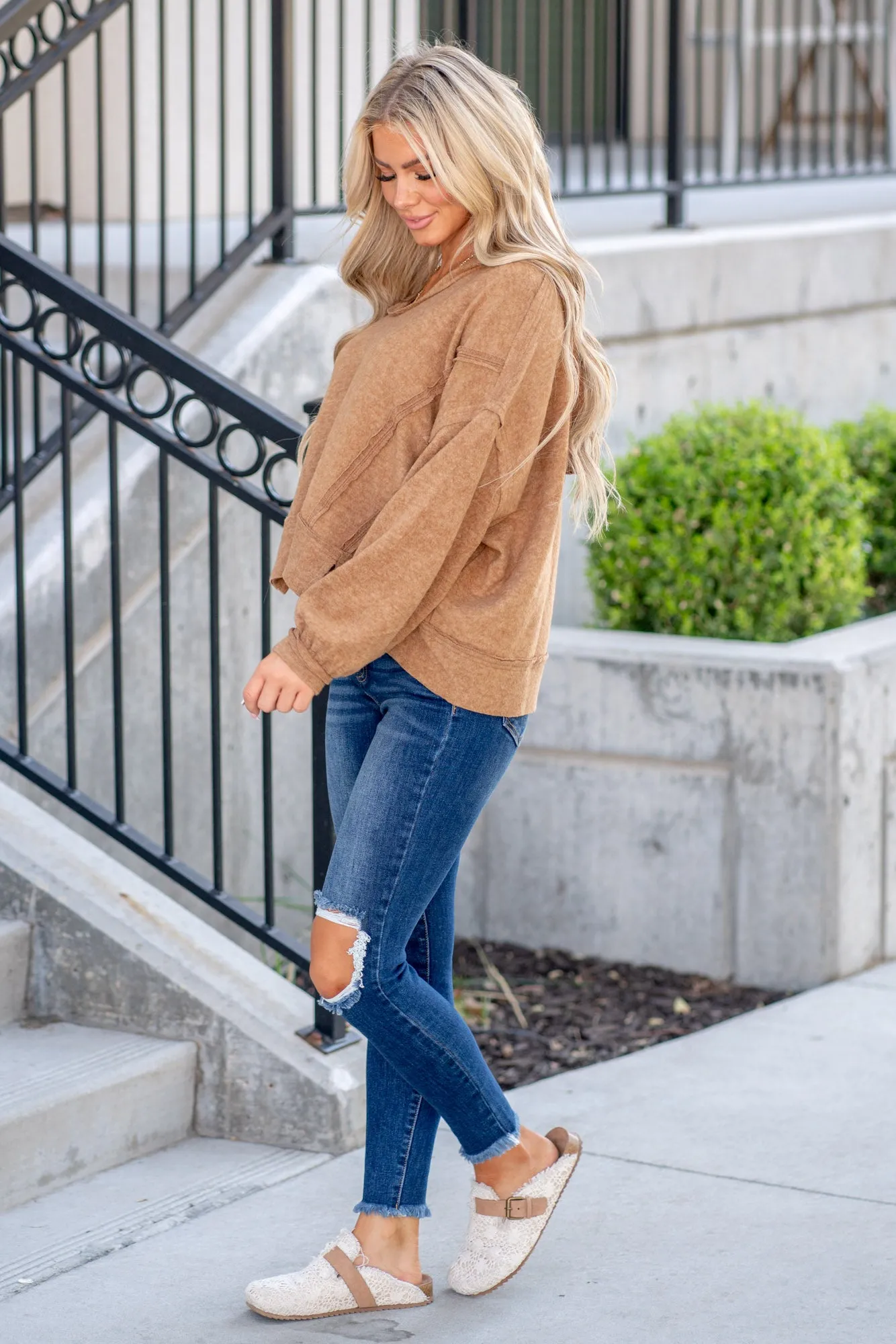 Brushed Hacci Exposed Seam Hoodie