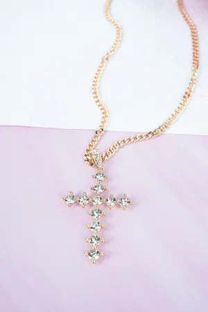 Calista Crystal Goldtone Cross Necklace