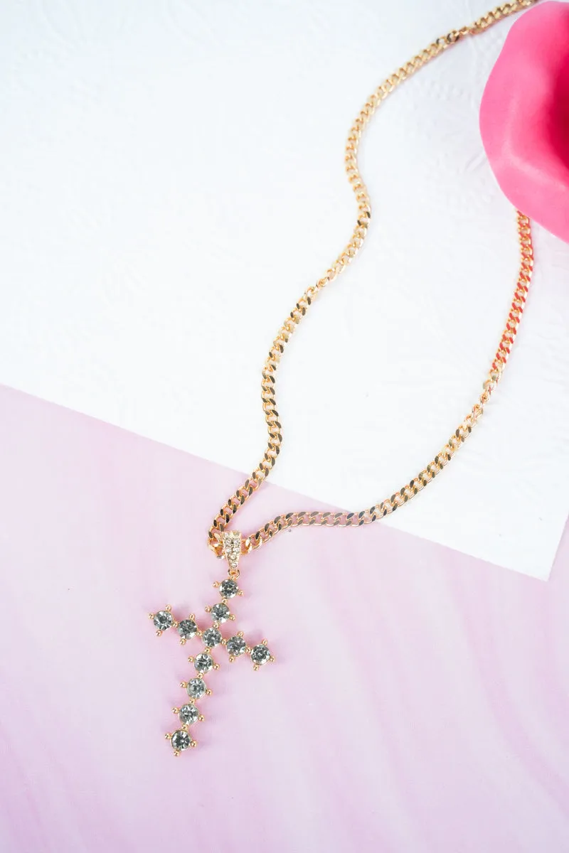 Calista Crystal Goldtone Cross Necklace