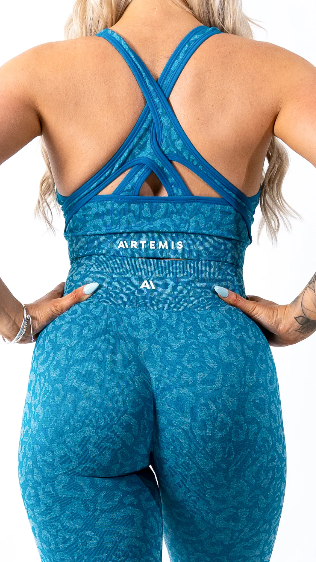 Cameron Leopard Sports Bra Blue