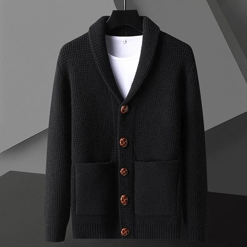 Cardigan Sweater – Waffle Knit – Casual Lounge Style