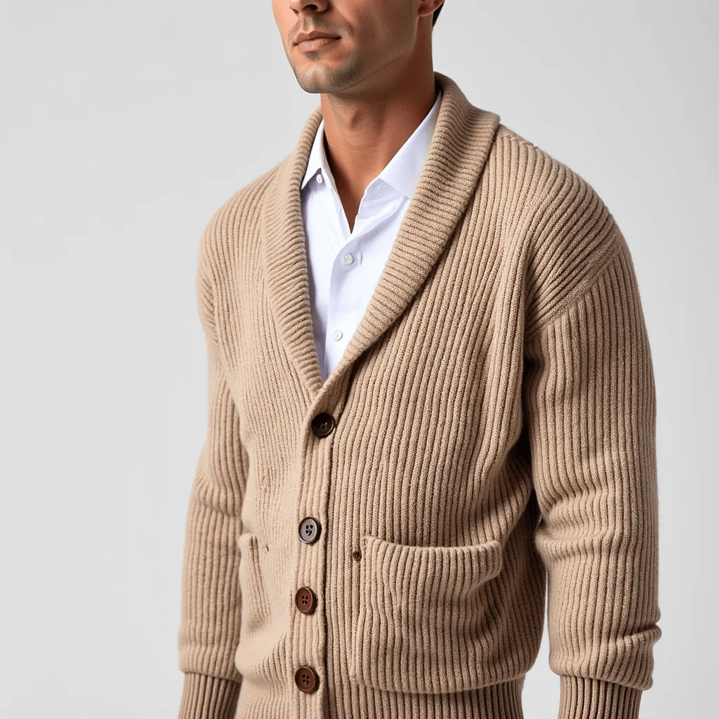 Cardigan Sweater – Waffle Knit – Casual Lounge Style