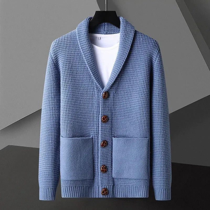 Cardigan Sweater – Waffle Knit – Casual Lounge Style
