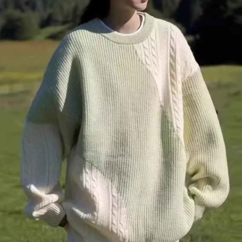 Casual Contrast Deer Plush Sweater