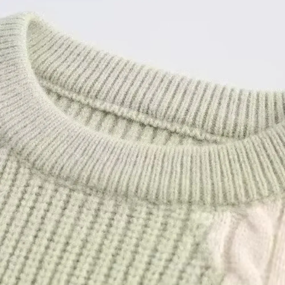 Casual Contrast Deer Plush Sweater