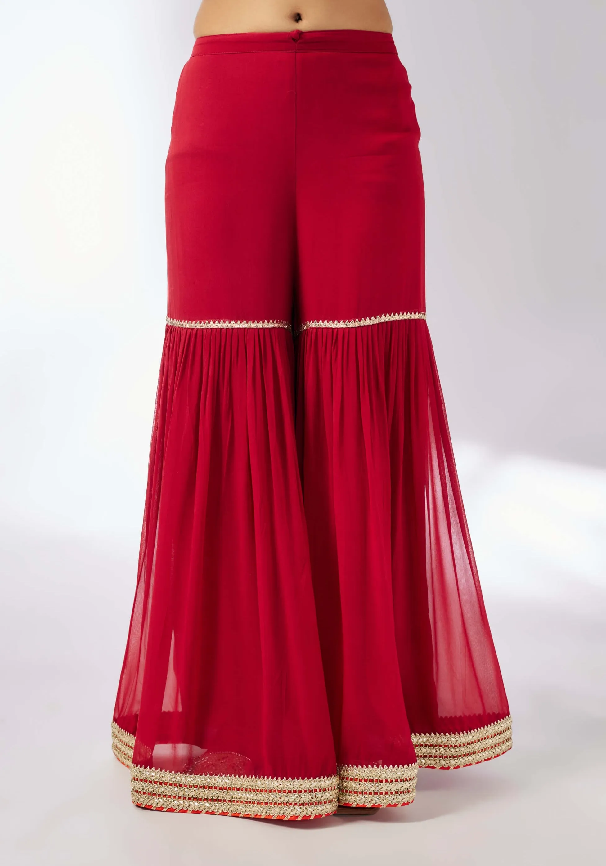 Chhaya red strappy sharara set