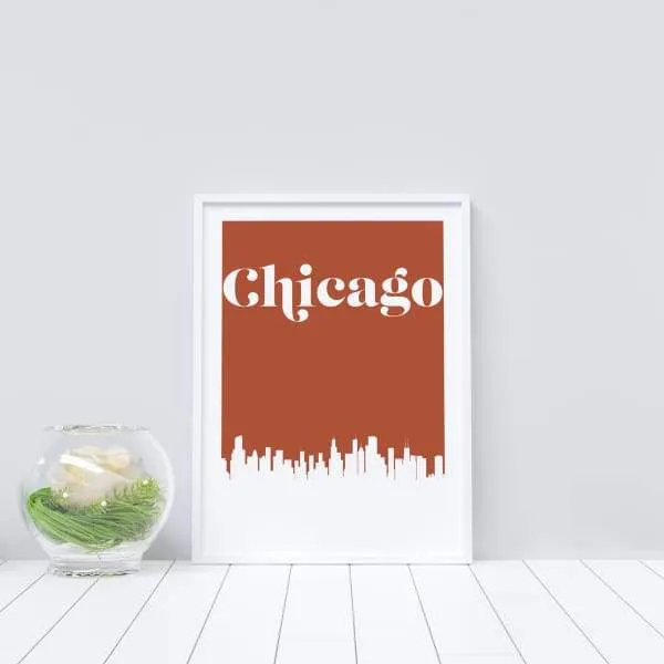Chicago, Illinois retro inspired city skyline