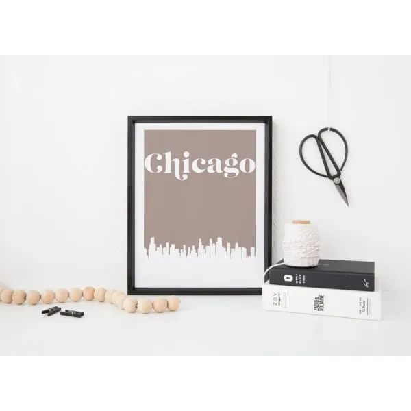 Chicago, Illinois retro inspired city skyline