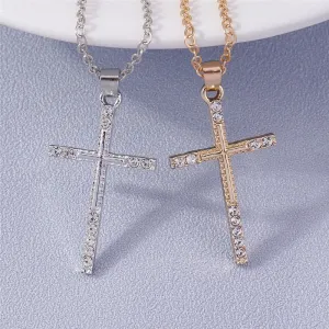 Christianartbag Jewelry, Cross Necklace for Women Men Gold Silver Color Dazzling Crystal Jesus Crucifix Necklace Christian Jewelry,CABJWL08270723