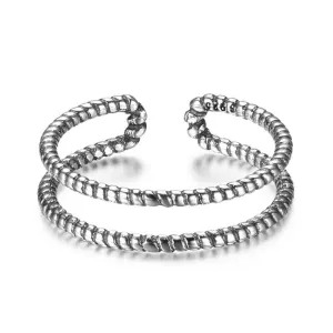 Classic 925 Sterling Silver Vintage Style Chain Ring, Fashionable Jewelry Gift for Men & Women